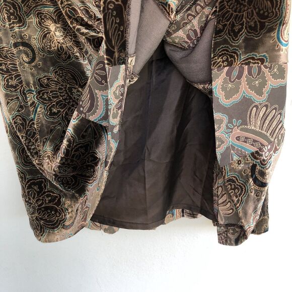 Ann Taylor Velvet Silk Skirt Women 14 Brown Paisley Boho Fairy Whimsy Y2K VTG - Picture 6 of 10